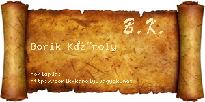 Borik Károly névjegykártya
